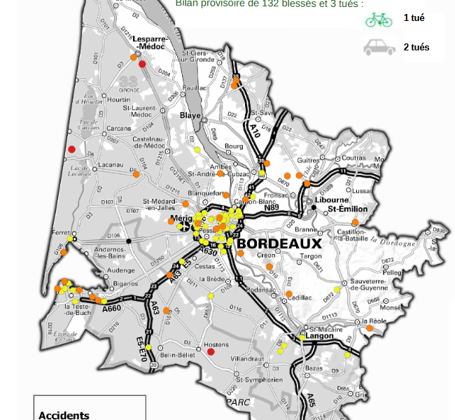 Retrouvez tous les mois le baromètre accidentologie routière en Gironde