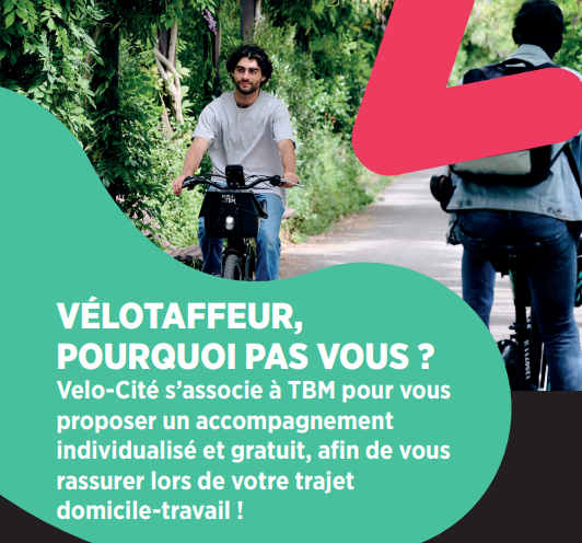 Pour toute location de vélo TBM, profitez gratuitement d’un accompagnement domicile-travail avec Vélo-Cité