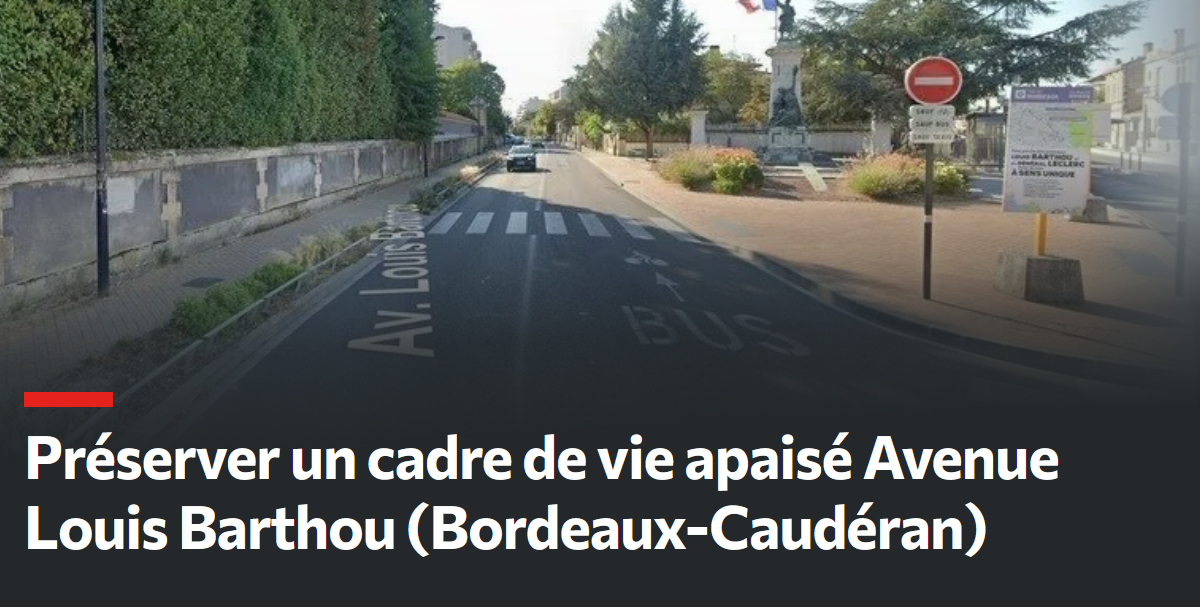 Avenue Barthou : Vélo-Cité soutien la pétition pour un maintien en sens unique